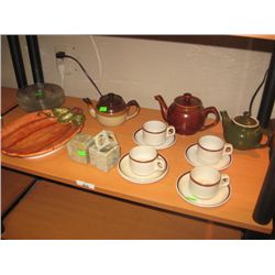 SHELF DISHWARE TEAPOTS ETC