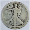 Image 1 : 1917D obverse Walker half $  strong rim and date G/VG  GS VG =  $26  est $25-$28