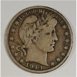 1914S    Barber half $all original color borderline fine  est $20-$25