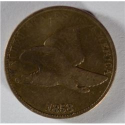 1858 LARGE LETTER FLYING CENT VG