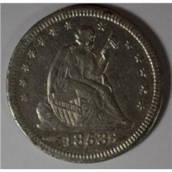 1853 SEATED QUARTER XF+