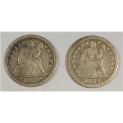 1845 VG-53 fine Seated Liberty dime    est $30-$35