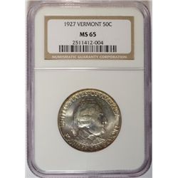 1927 VERMONT COMMEM HALF DOLLAR NGC MS65