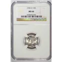 1945-D MERCURY DIME NGC MS66 GEM