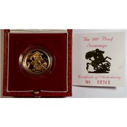 1987 PROOF ENGLAND GOLD SOVEREIGN IN ORIGINAL BOX  WITH COA!