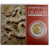 Image 1 : 2012 AUSTRAILIAN ONE OUNCE .999 SILVER DRAGON/GOLD GILT WITH BOX AND CERTIFICATE