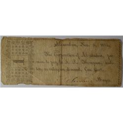 1814 ONE CENT VIRGINIA NOTE  RARE!