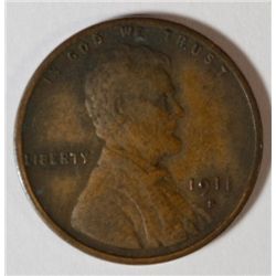 1911-S LINCOLN ONE CENT VF
