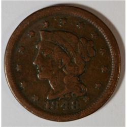1848 LARGE ONE CENT VG-F