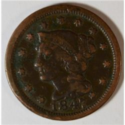 1847 LARGE ONE CENT VG-F