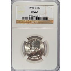 1946 S WASHINGTON QUARTER NGC MS 66 CHERRY!