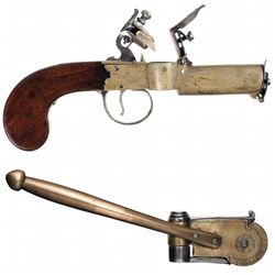 Collector's Lot of Unique Brass Flintlock Tinderlighter and Unique Brass Powder Tester