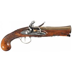 Blair London Brass Barrel Flintlock Pistol with Flared Muzzle