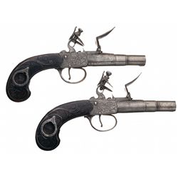 Pair of Archer Marked English Flintlock Pocket Pistols