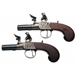 Pair of G&S Younge Marked English Flintlock Pocket Pistols