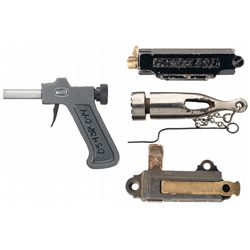 Collector's Lot of Three Blank Firing Alarm Guns and Unique Mauser Marked Hand Tool
