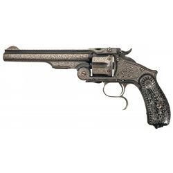 Elaborate Silver Damascened Smith & Wesson Turkish Contract Rimfire Third Model Russian Single Actio