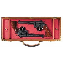 Two Exceptional Cased Russell Smith Engraved Smith & Wesson K-38 Target Masterpiece Revolvers with F