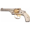 Image 1 : Exhibition Quality Engraved Nickel and Gold Plated Smith & Wesson 38 Safety Hammerless 5th Model Rev
