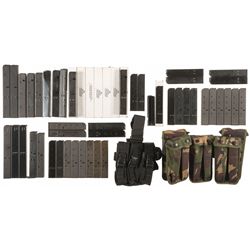 Large Grouping of 9mm Pistol/Carbine Magazines, Chiefly Uzi, with Pouches