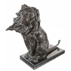 Barye Marked Bronze Lion