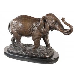Barye Marked Bronze Walking Elephant