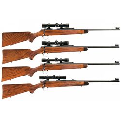 Desirable Lot of Four Consecutively Serial Numbered Scoped Kimber Bolt Action Rifles in Varying Cali