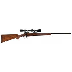 Engraved Gold Inlaid DWM Bolt Action Sporting Rifle with Scope in 22-250 Caliber