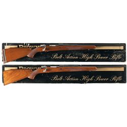 Collector's Lot of Two Consecutively Numbered Boxed Belgian Browning Safari Grade Bolt Action Rifles