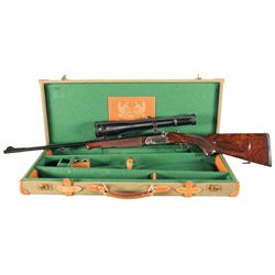 Perugini & Visini Gold Inlaid Hammerless Single Shot Rifle with Scope and Case