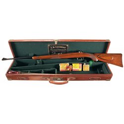 Outstanding Steyr Mannlicher Model 1910 Bolt Action Takedown Rifle with Inscribed Leather Trunk Case