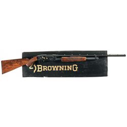 Engraved and Gold Highlighted Browning Model 12 Grade V Slide Action 28 Gauge Shotgun with Original
