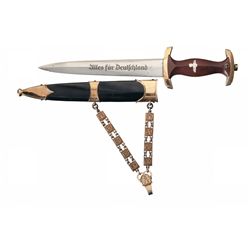 Extremely Rare Early Gold Washed Marine 1936 "NSKK" Chained Officers Dagger with Sheath and Hanger