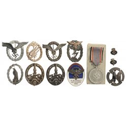 Grouping of Nazi Badges, Chiefly Luftwaffe and SS Items