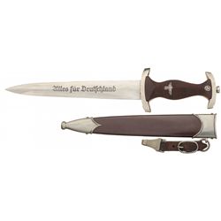 Rare Documented Ernst Rohm Inscribed SA Dagger with Sheath, Hanger and Checkered Grip, as Photograph