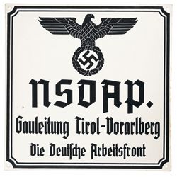 Enamel NSDAP Sign for the German Labor Front in Tyrol-Vorarlberg
