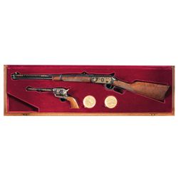 Colt Winchester Commemorative Set with Shared Display Case and Commemorative Medallions