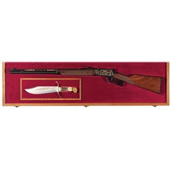 Winchester Model 94 Texas Sesquicentennial Lever Action Rifle with Bowie Knife Display Case and Orig