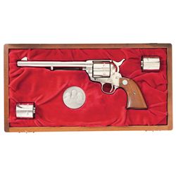 Nickel Plated Pony Express Commemorative Colt Peacemaker Single Action Army Revolver with Presentati