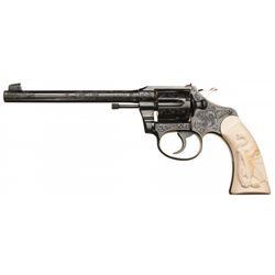 Engraved Colt Police Positive Target 22 WRF Double Action Revolver with Snake and Eagle Carved Ivory