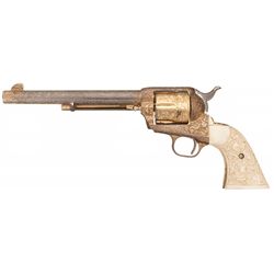 Engraved Gold Plated Colt 125th Anniversary Commemorative Single Action Army Revolver with Factory L