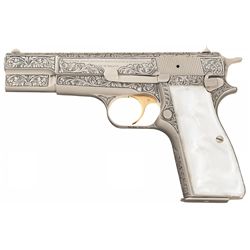 Factory Engraved Belgian Browning Renaissance Grade High Power Pistol
