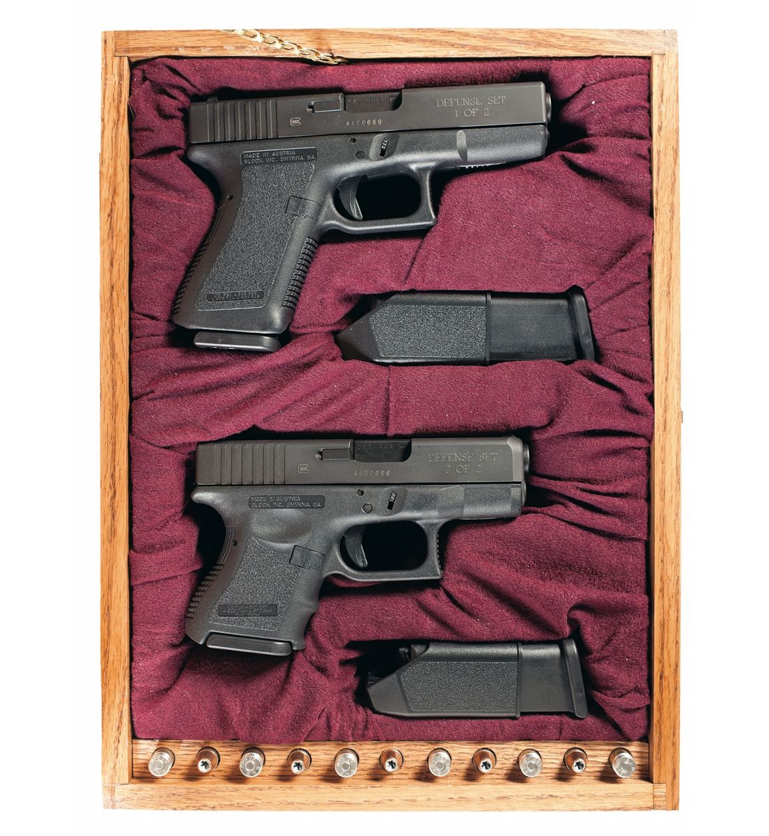 Cased Pair of Matching Serial Numbered Glock "Defense Set" Semi