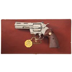 Factory Engraved Nickel Plated Colt Python Double Action Revolver with Case and Factory Letter