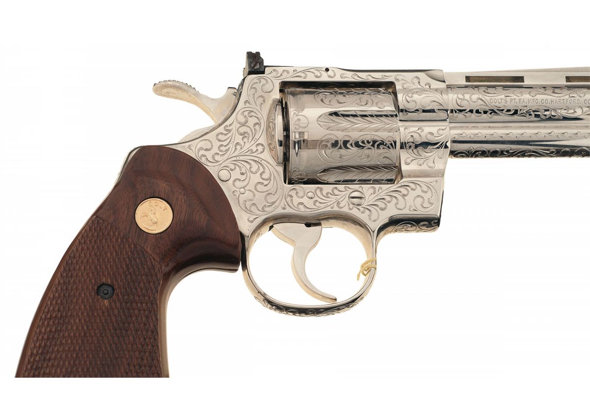 Factory Engraved Nickel Plated Colt Python Double Action Revolver with ...