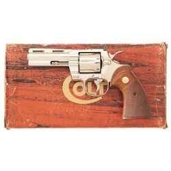 Desirable Nickel Plated Colt Python Double Action Revolver with Original Box
