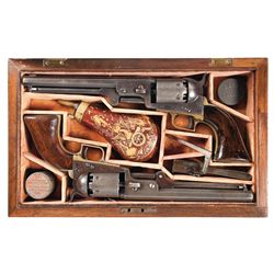 Cased Pair of Early Colt Model 1851 Navy Percussion Revolvers with Accessories