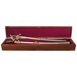 Magnificent Cased Civil War Presentation Model 1850 Staff & Field Officer Sword with Silver Figural
