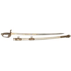 Exceptional Civil War Presentation Horstmann & Sons Gold Embellished Damascus Blade Officer's Sword,