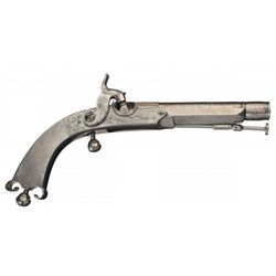 Unidentified Engraved Scottish All Steel Percussion Pistol